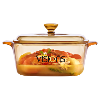 康宁（VISIONS）晶彩锅方锅耐高温宝宝辅食锅明火直烧烧烘焙方型锅具