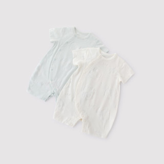 巴厘小猪 新生儿婴儿衣服夏季初生儿短袖薄款哈衣爬爬服夏天宝宝连体衣