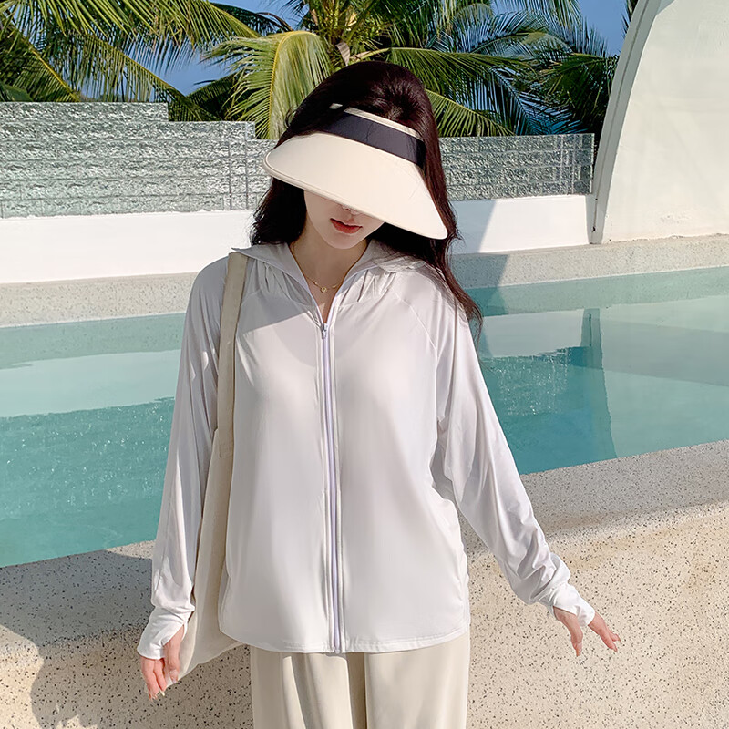 雅鹿防晒衣防紫外线夏季户外骑车冰丝透气外套原纱UPF50防晒服女 白色