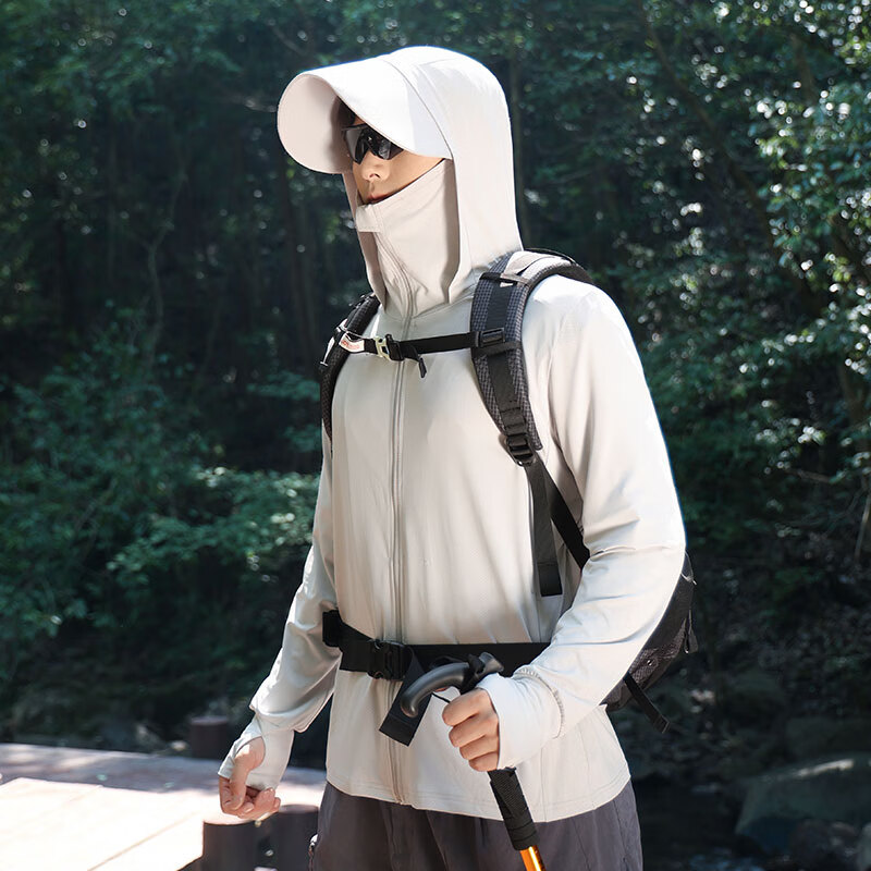 雅鹿防晒衣夏季薄款冰丝透气速干男防紫外线户外钓鱼骑行 白色