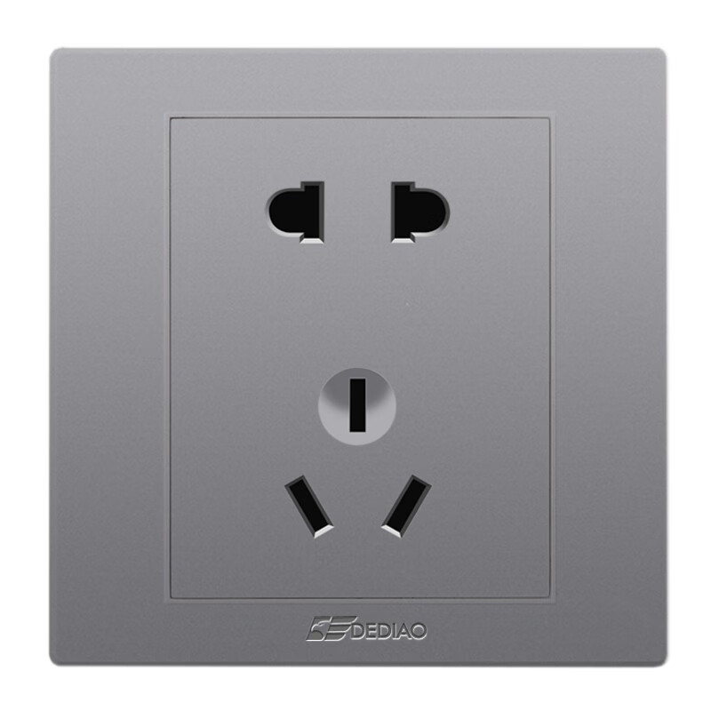 德雕（Dediao）86型开关插座面板墙壁电源暗装D07星空灰 带开二三插五孔插座套餐 一开五孔单（一键断电）