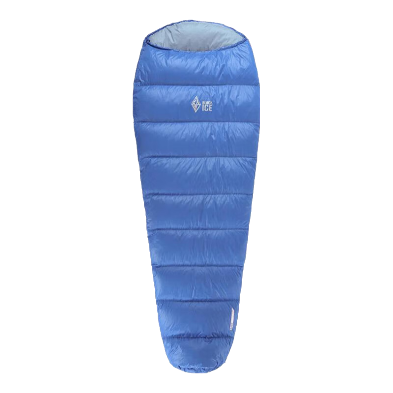 黑冰（BLACKICE）新款B系列B700/B1000木乃伊式鸭绒睡袋户外成人防寒保暖羽绒睡袋 B200蓝色M号(舒适温标18度）