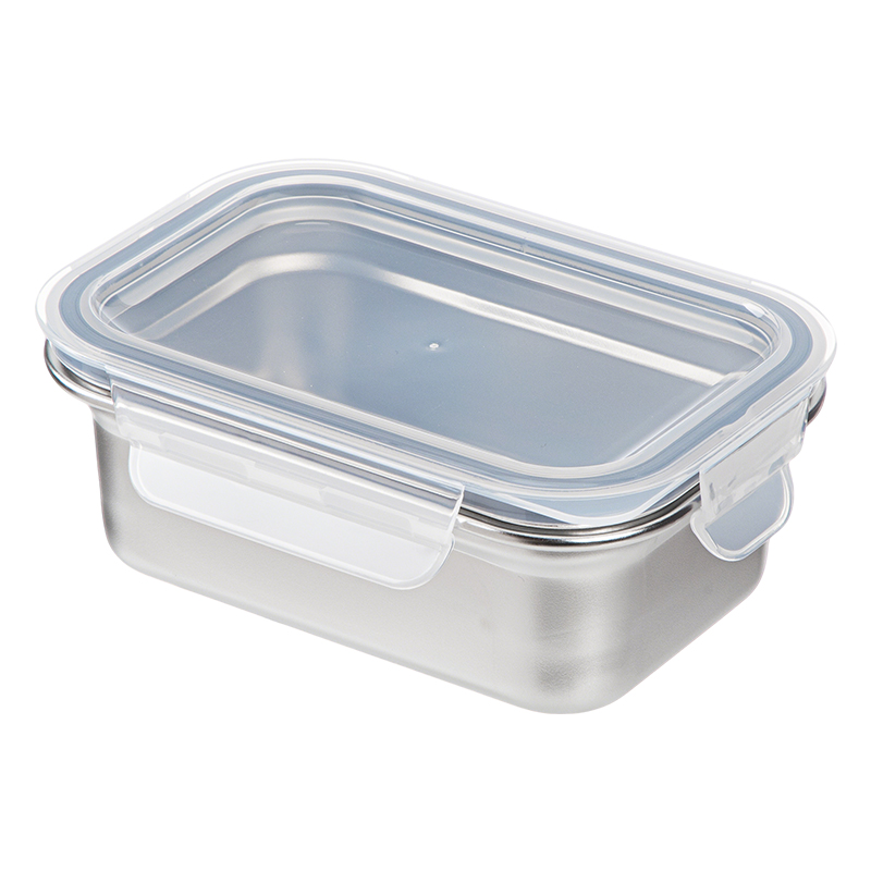 霜山304不锈钢保鲜盒冰箱冷藏食物收纳盒带卡扣泡菜腌渍盒密封盒