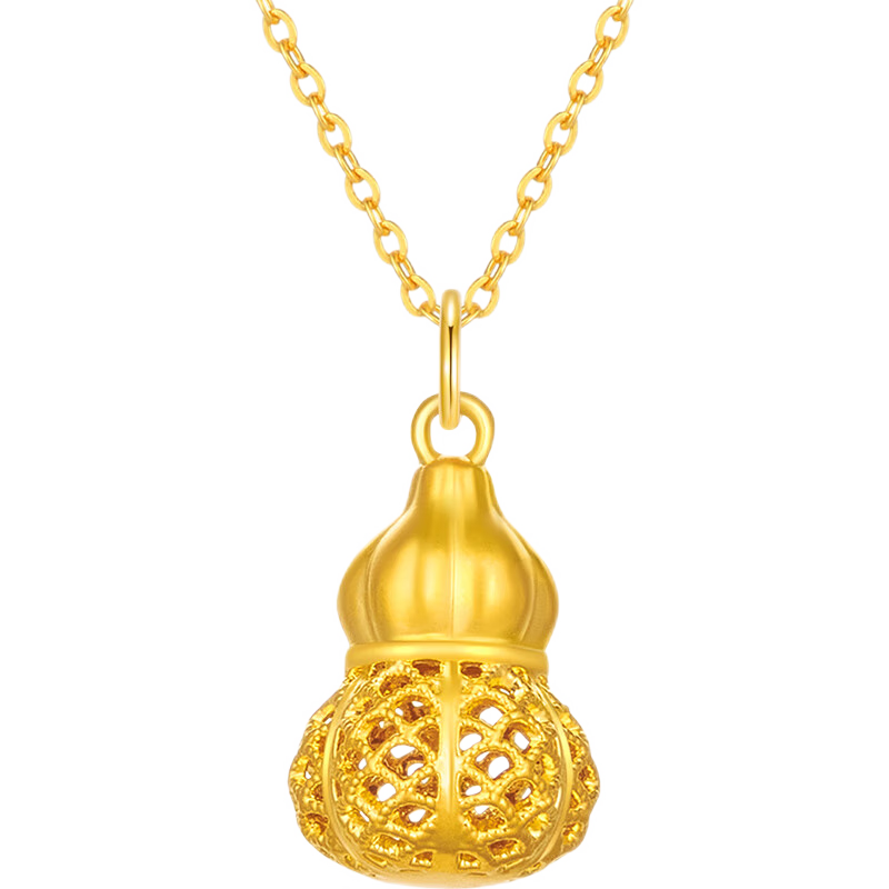 宝庆银楼黄金吊坠葫芦吊坠镂空花丝葫芦挂坠项链生日送爸妈男女友长辈礼物 约0.7g