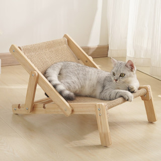 喵仙儿 猫抓板猫窝剑麻不掉屑猫躺椅实木猫床耐抓猫沙发四季通用 实木麻垫躺椅 麻垫椅