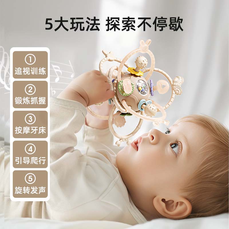 曼哈顿手抓球婴幼儿硅胶可咬玩具牙胶新生儿小月龄手