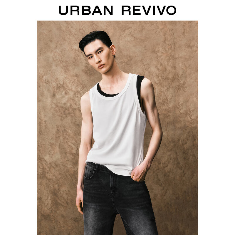 UR2025夏季新款男装时尚基础休闲纯色百搭圆领背心UMM450059