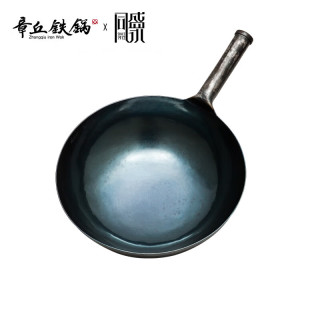 章丘铁锅 章丘铁k舌尖上的中国章丘手工铁锅无涂层物理不粘锅宗师古法原色 32cm