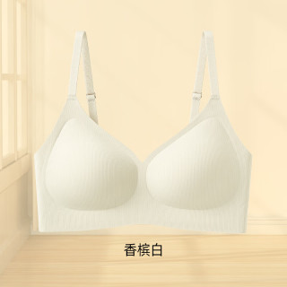 都市丽人 女士内衣女聚拢上托无钢圈文胸无痕内衣 内衣女小胸聚拢-香槟白 M (建议90-105斤）