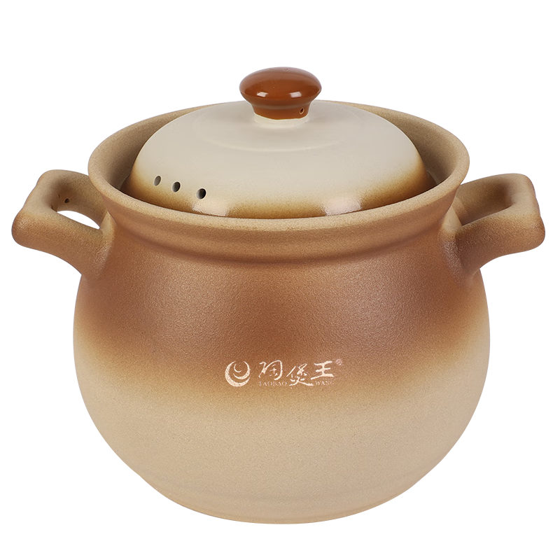 陶煲王陶瓷砂锅煲汤4-6人家用耐高温干烧不裂老式土沙锅大号 【原陶釉面】 8L