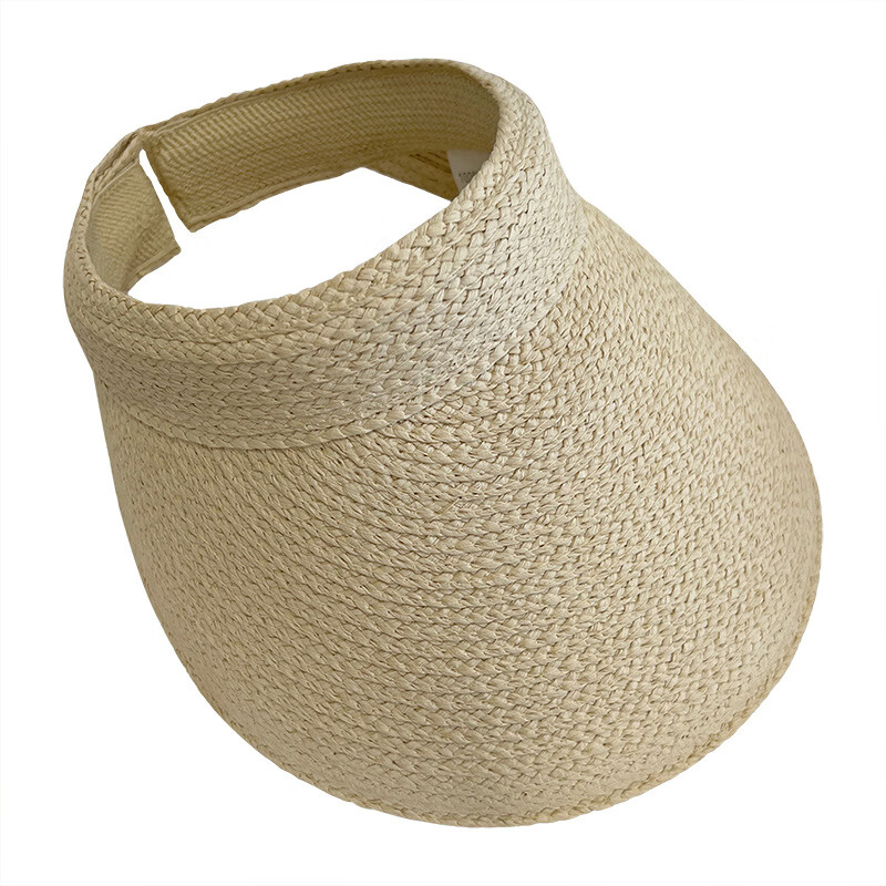 赫僮拉菲草空顶帽夏季防晒韩版ins风宽檐遮阳帽女MZ-236 原草色 可调节