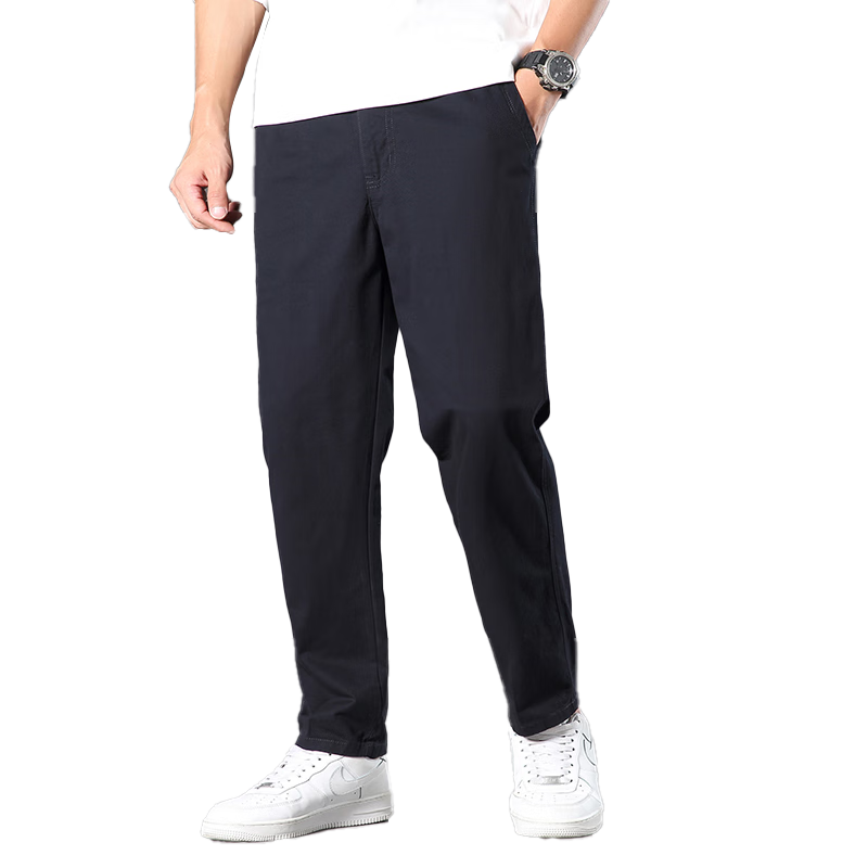 红蜻蜓（RED DRAGONFLY）休闲裤男士商务休闲裤直筒纯棉简约纯色百搭舒适男长裤子