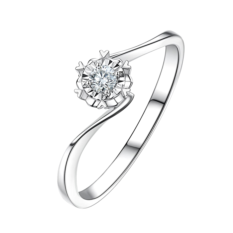 喜钻铂金钻戒星芒钻石戒指女结婚求婚戒指