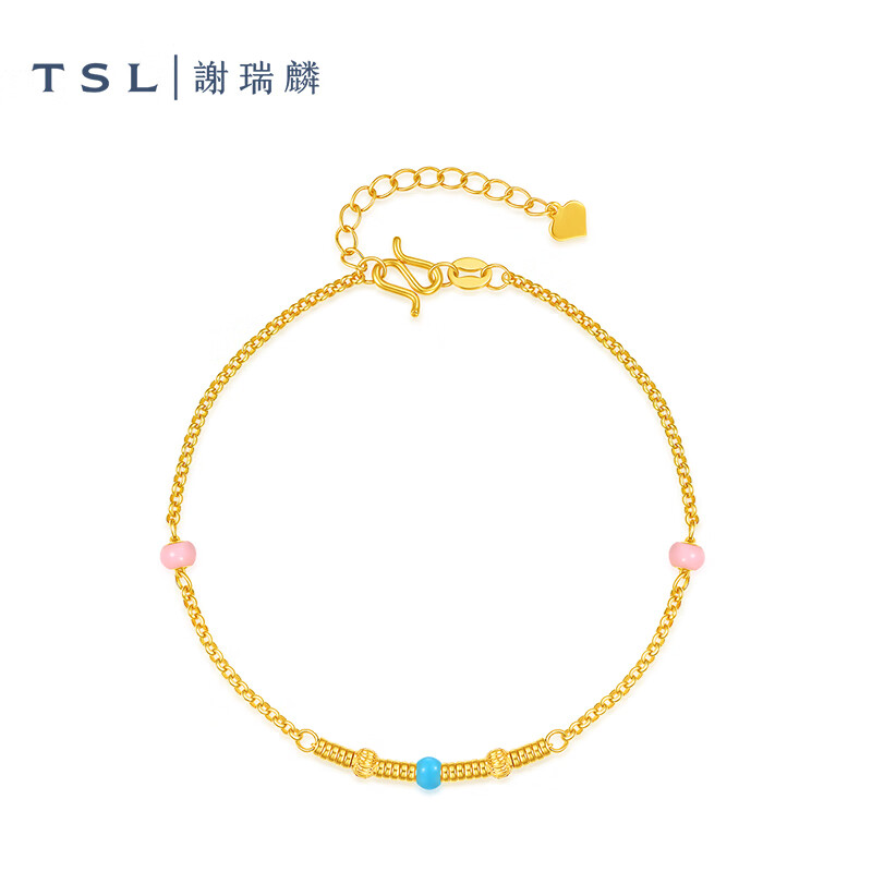谢瑞麟（TSL）黄金手链彩色蜜糖系列5G足金工艺珐琅手饰XQ207 约2.7g