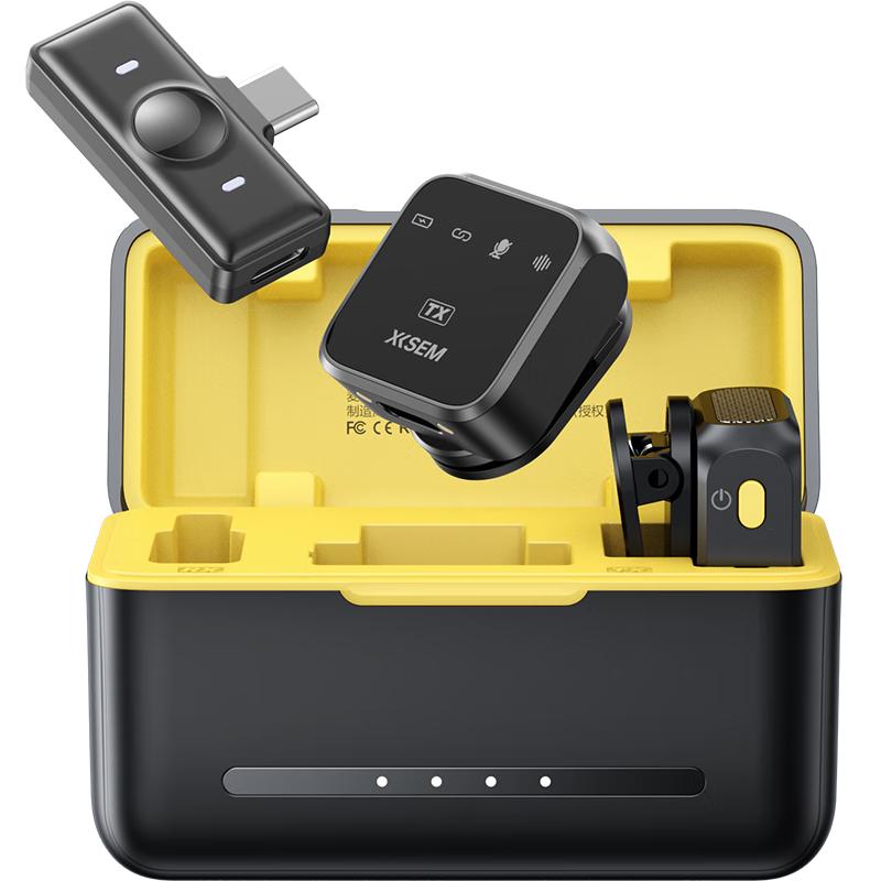 西圣（XISEM）Mike2新升级无线麦克风夹领式一拖二直播拍视频录音专用收音麦 Mike2 安卓苹果通用【一拖二配充电仓】黑色