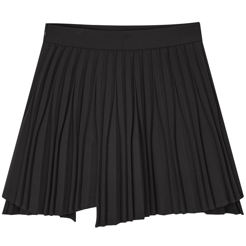 夏时尚百褶不规则短裙女质感垂顺