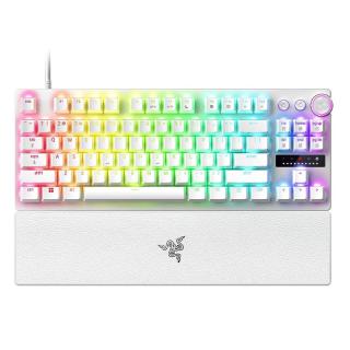 雷蛇 猎魂光蛛V3专业竞技版 87键 有线机械键盘 白色 模拟光轴 RGB