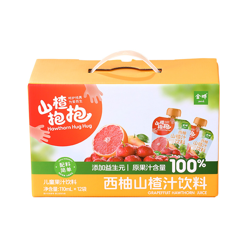 金晔 山楂抱抱苹果莓果柚子汁 110ml*12袋 果汁饮料