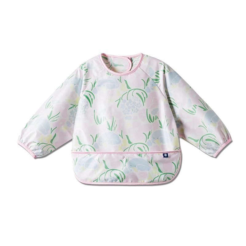 babycare宝宝吃饭罩衣饭兜罩衫儿童围兜防水防脏辅食围裙 波塔浅粉 73码 