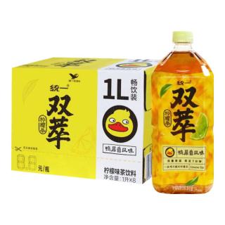 统一 双萃柠檬茶1L*2瓶*8瓶 整箱装 鸭屎香风味柠檬茶 鸭屎香柠檬茶 1L*2瓶