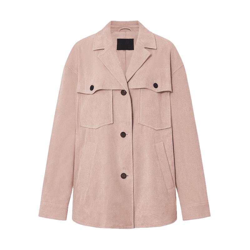 麂皮绒感翻领落肩廓形外套女装