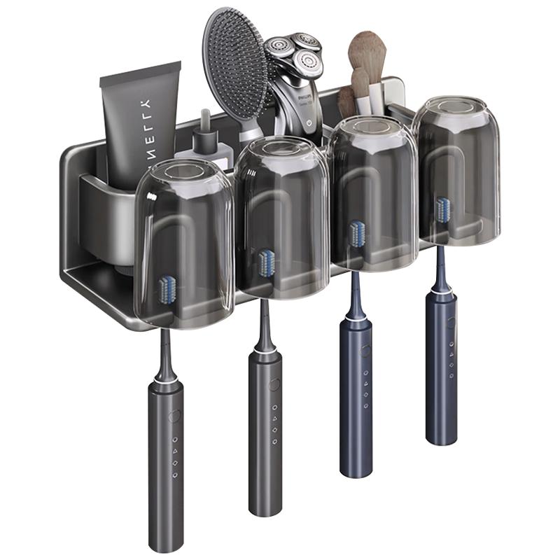 佳帮手佳帮手牙刷杯置物架免打孔漱口杯卫生间家庭壁挂刷牙杯 太空铝牙刷架【双杯】