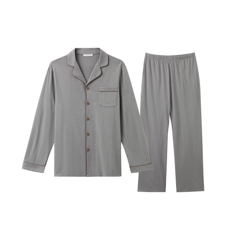 【100%棉】舒适纯棉春季高级感男经典长袖家居服套装睡衣