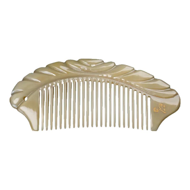 虞美人梳子牦牛角梳礼盒装无柄牛角梳子女按摩梳凤羽