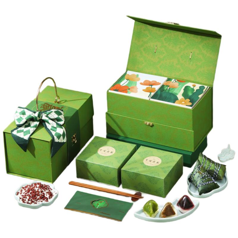 张阿庆 端午节粽子礼盒装高档水晶粽鲜肉粽大黄米蜜枣甜粽送礼品定制2023 绿色礼遇臻粽