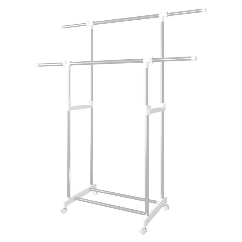 京东京造晾衣架落地移动不锈钢双杆挂衣架伸缩可升降卧室晾晒架阳台晒衣架 【升级双杆可升降】挂衣翻倍