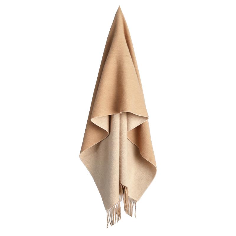 凌克（LENGKEORL）羊绒披肩毯外搭气质丝巾女母亲节实用高档长辈50-60岁 【双面双色】驼/米驼