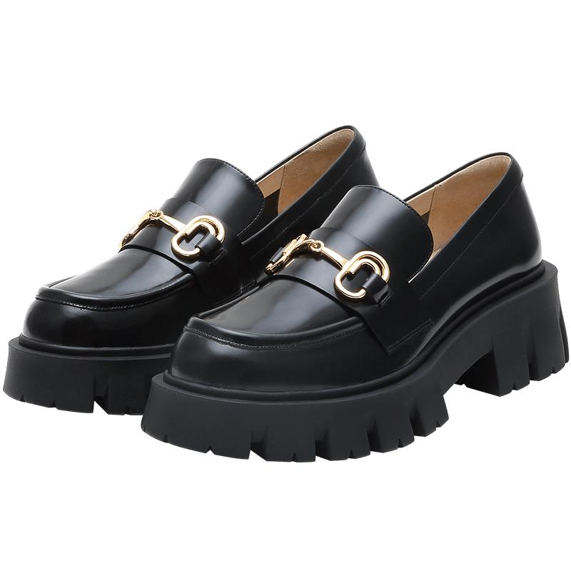 25春季英伦风马衔扣百搭乐福鞋一脚蹬女单鞋