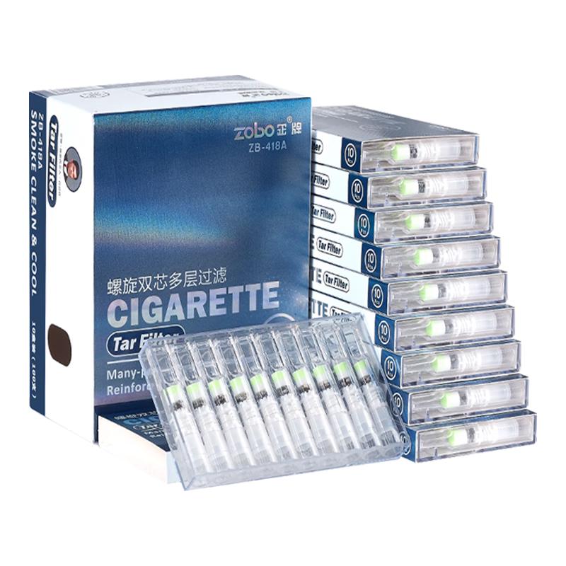 ZOBO正牌过滤烟嘴一次性抛弃型双芯螺旋32重焦油过滤器粗中细3用100支