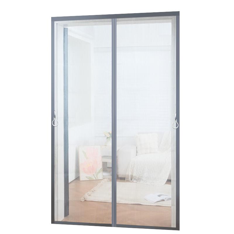 京东京造 金刚网防蚊门帘磁吸魔术贴免打孔卧室纱帘全磁块 灰色90*200cm