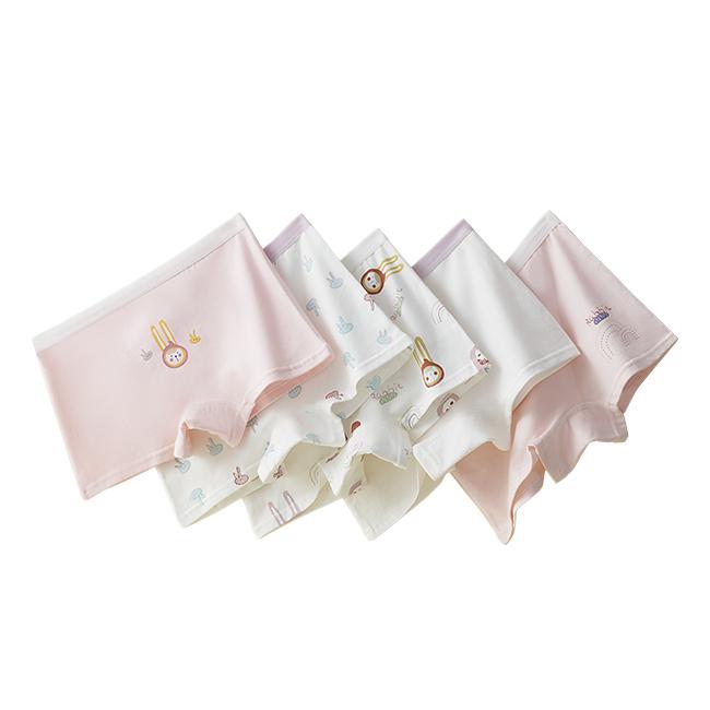 长绒棉【7A抑菌裆 长耳兔卡通】5条透气防夹臀女童内裤棉