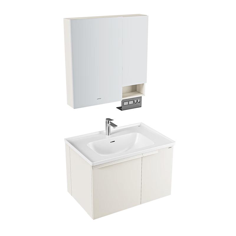 九牧（JOMOO）浴室柜 陶瓷一体盆铝合金洗手盆柜组合大收纳80cm A2750-74AT-1 【铝合金】普通镜柜 80cm