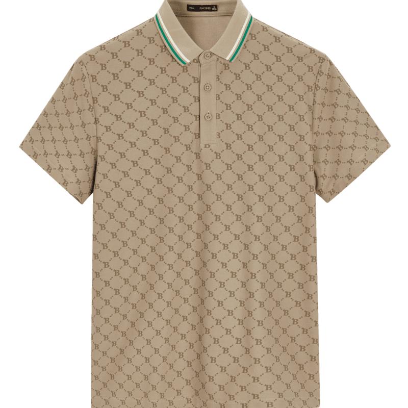 太平鸟男装Polo衫夏季印花短袖百搭舒适柔感男士保罗衫T恤 黄色 S