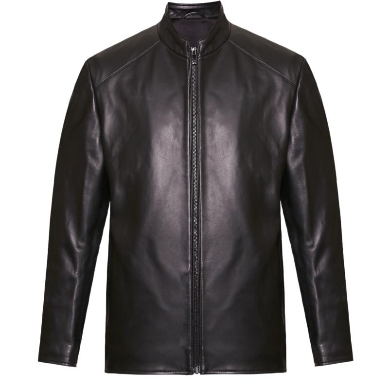 【羊皮革 光滑细腻】春季男士舒弹易打理立领皮衣外套