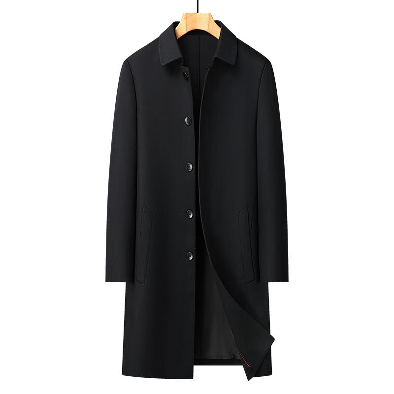 罗蒙【防风抗皱】风衣男春秋中长款商务休闲夹克翻领行政工装大衣外套