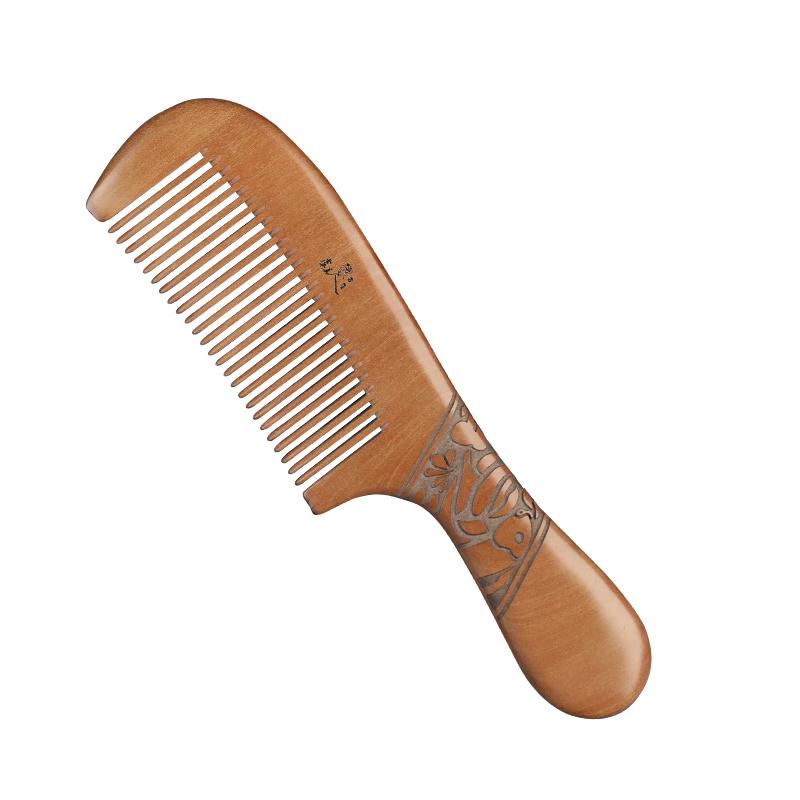 虞美人梳子桃木梳子雕刻木梳子女鱼悦简装