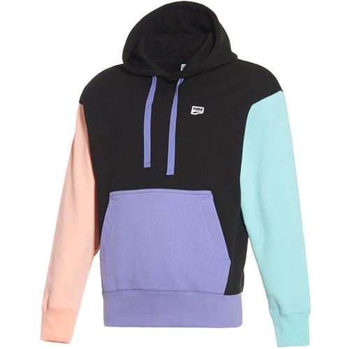 棉质男款连帽潮流拼色套头针织运动卫衣