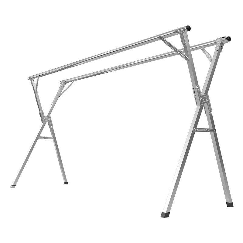 四万公里折叠晾衣架落地伸缩杆式室内外阳台落地挂衣服碳钢晾晒被子 双杆【1.2-1.6m】一体折叠