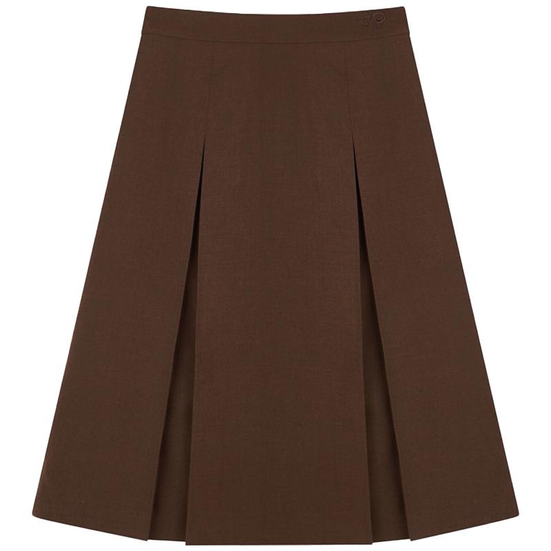 小熊春秋款中长百褶半身裙子女装