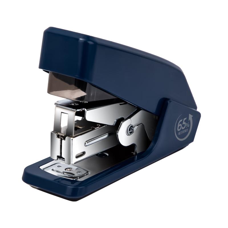 得力(deli)高效省力结构订书机/订书器 适配12#订书钉 可装50枚钉 蓝色0466（不含钉） 