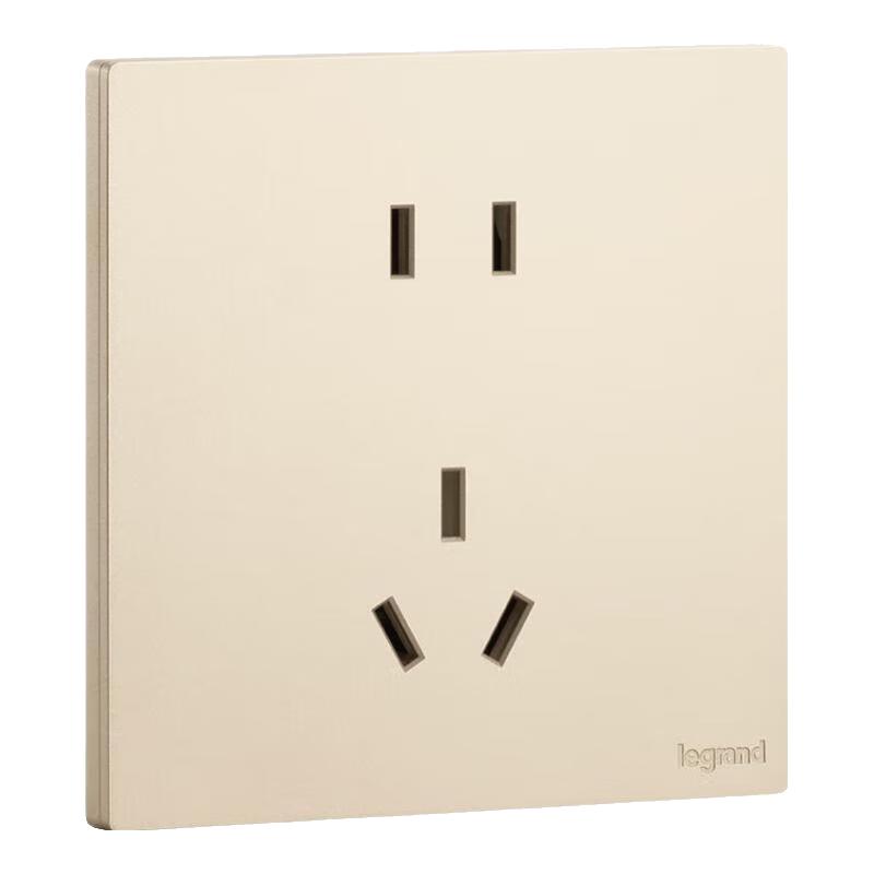 罗格朗开关插座面板超薄磨砂浅央银灰色一开五孔家用暗装USB空调电源插 正五孔插座