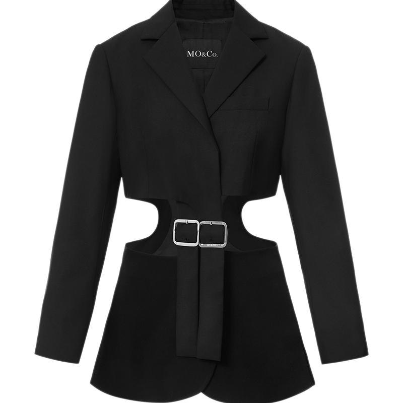 镂空解构金属扣宽肩西装外套女装