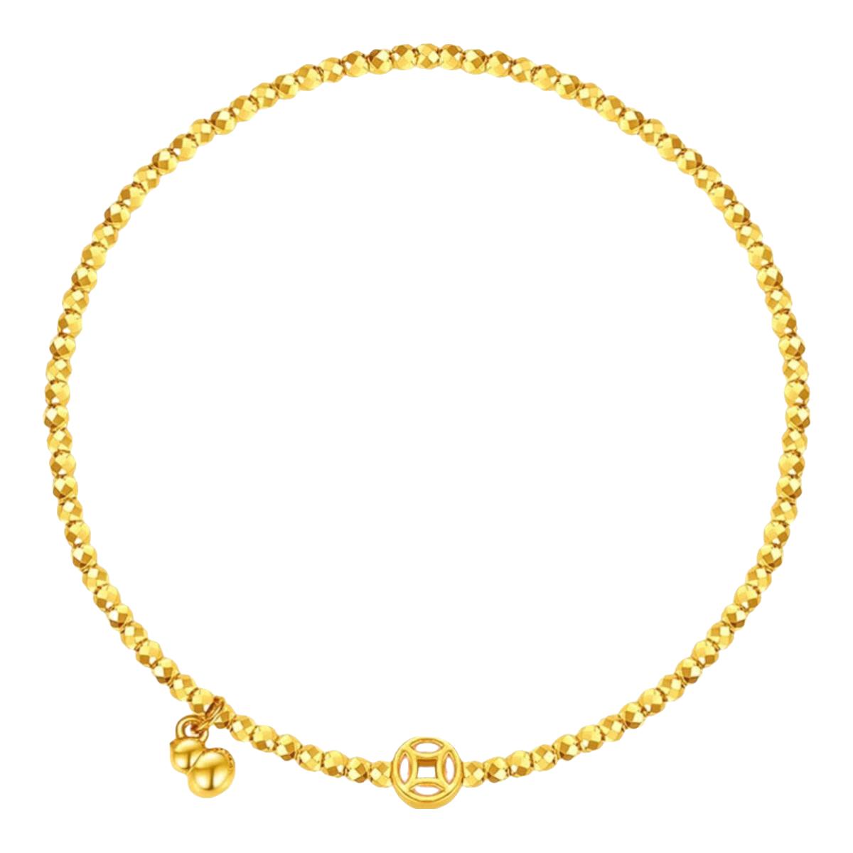 周大福SOINLOVE 宝藏女孩金币葫芦多金多福碎碎冰黄金手链VR1612 16.25cm