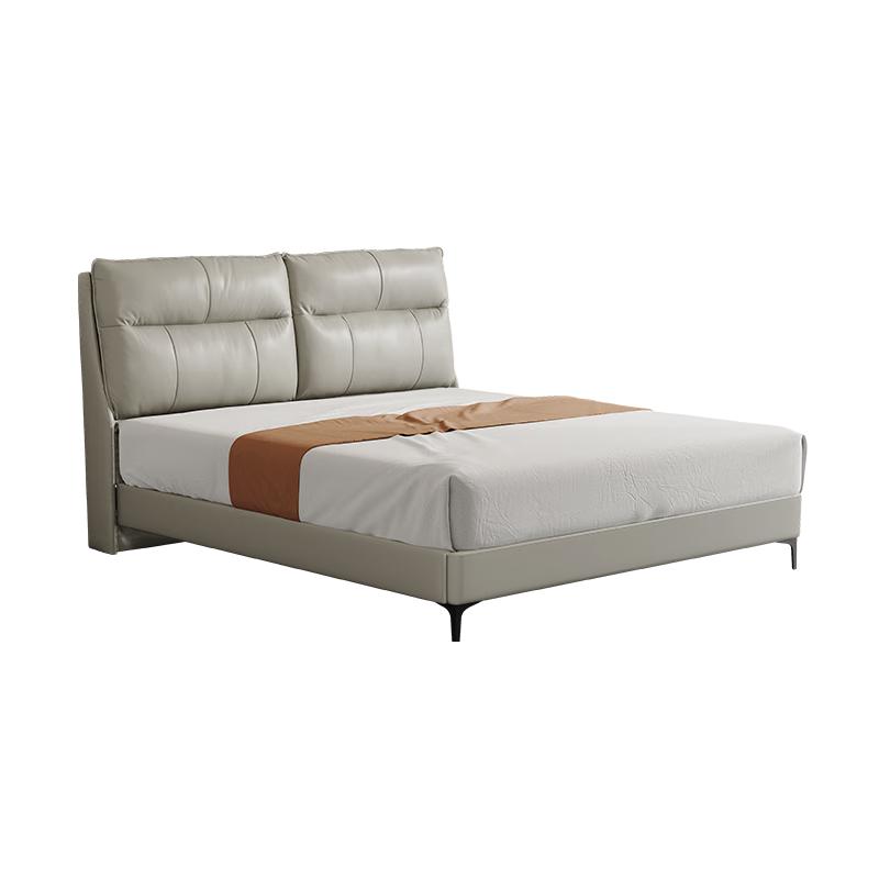 芝华仕（CHEERS）现代简约真皮软床卧室软包家具主卧室双人床芝华士C612棕1.8m 高脚款1.8m（不含床垫）--可可棕