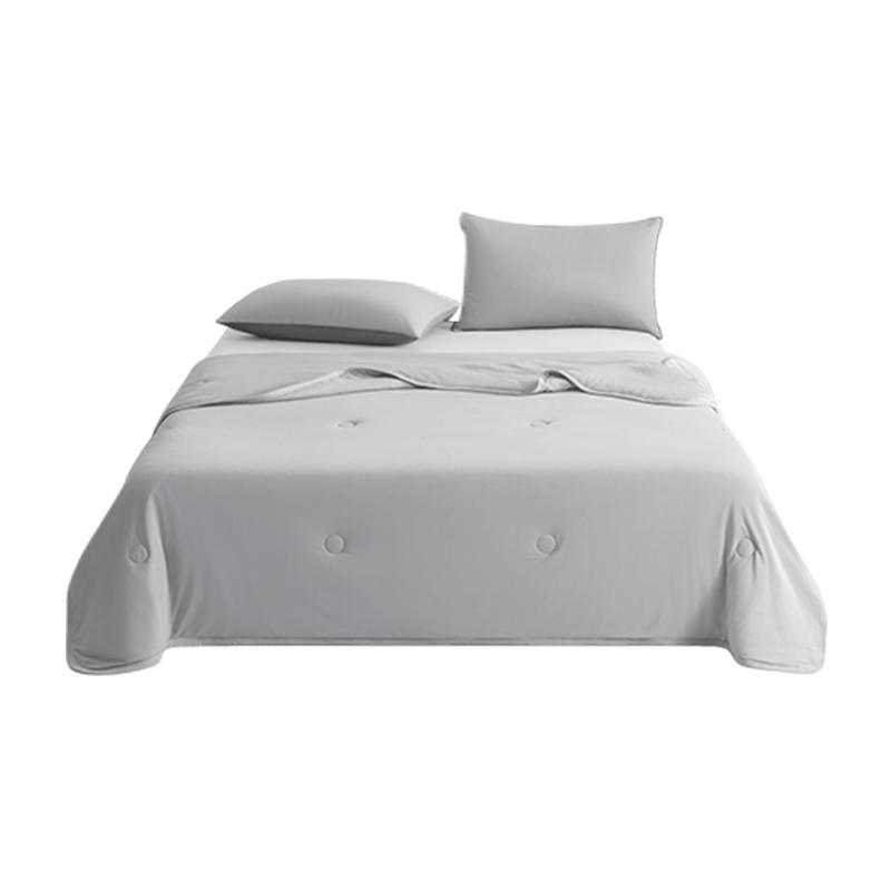 京东京造氧气格子夏凉被 A类抗菌透气空调被子可机洗纤维夏被 灰1.5x2m