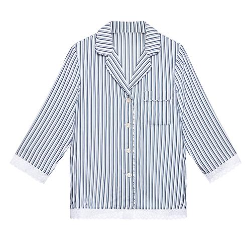 可居家可外穿V型翻领七分袖开襟上衣睡衣女